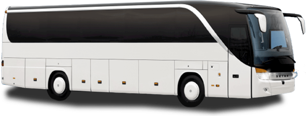 graphic image of black and white coach bus