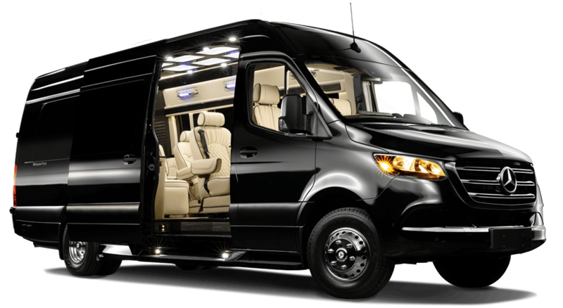 black sprinter van with open door